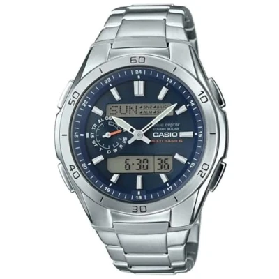 Abbildung von Casio Chronograph, Herren, Größe: One Size, Silberfarben/blau
