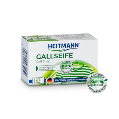 Abbildung von Heitmann Gallseife: Hausmittel gegen Flecken und Schmutz, natürlicher Fleckenentferner für Weißes Buntes, 100g (1er Pack)