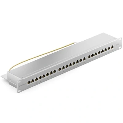 Abbildung von deleyCON CAT 6 Patchpanel Verteilerfeld 24 Port Desktop 19&quot; Zoll Rackeinbau Servermontage RJ45 Geschirmt TIA568A TIA568B Grau