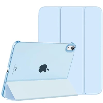 Abbildung von MoKo Hülle für ipad 10. Generation 2022, 10,9 Dünne Leichte PU Leder Tablet mit Auto Schlaf/Aufwach Funktion Transluzente PC Rückseite, Himmelblau