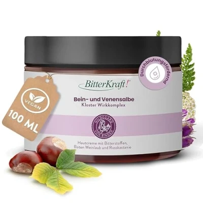 Abbildung von Bitterkraft! Bein und Venen Balsam nach Hildegard von Bingen 100ml Venensalbe mit Rosskastanie &amp; Rotem Weinlaub