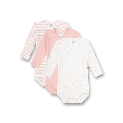 Abbildung von Sanetta Body Langarm (Dreierpack) Rosa Ringel und Weiß Hochwertiger nachhaltiger für Mädchen aus Bio Baumwolle. Inhalt: 3er Set Baby 062