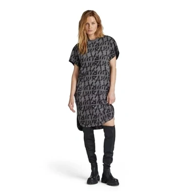Abbildung von G Star Printed Loose Jerseykleid, Damen, Größe: Small, Grey asphalt raw paint