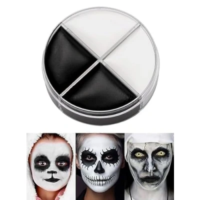 Abbildung von Professionelle Theater Schminke Creme Make up schwarz weiß 15 ml Dose 2 Farben Halloween Karneval Motto Party