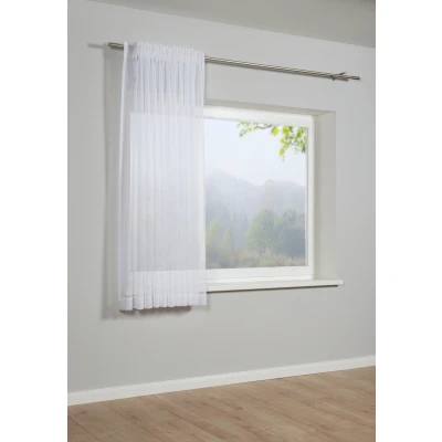 Abbildung von GARDINIA Vorhang mit verdeckten Schlaufen und Gardinenband, Lichtdurchlässig, Transparent, Gardine Voile Uni, Weiß, 300 x 175 cm