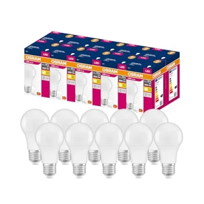 Abbildung von OSRAM LED Aktions Lampe mit E27 Sockel, Warmweiss (2700K), 8,50W, Ersatz für 60W Glühbirne, matt, VALUE CLASSIC A , 10er Pack