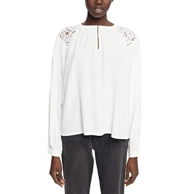 Abbildung von edc by Esprit MIT Spitzendetail Bluse, Damen, Größe: Medium, Off white