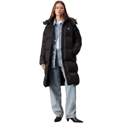 Abbildung von Calvin Klein Jeans LONG Puffer Daunenmantel, Damen, Größe: Large, Black