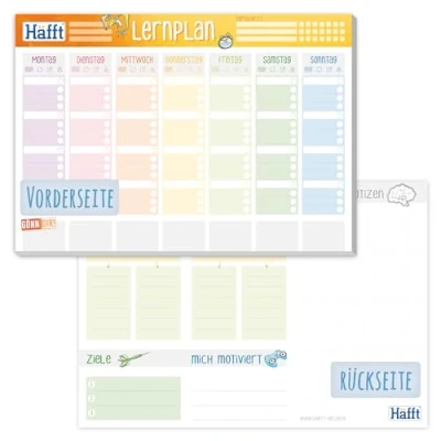Abbildung von Häfft Lernplaner Block A4 mit 50 Blatt Wochenplaner To Do Liste, Tracking, Lernpäckchen, Zielen, großem Notizfeld und mehr klimaneutral &amp; nachhaltig