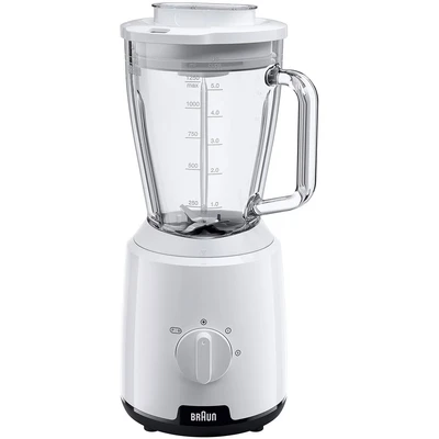 Abbildung von Braun PowerBlend 1 JB1050WH Standmixer mit 1,5 l Glas Mixaufsatz, Küchenhelfer zum Zerkleinern, Pürieren &amp; Mixen, Ice Crush Funktion, 2 Geschwindigkeiten, 600 Watt, Weiß