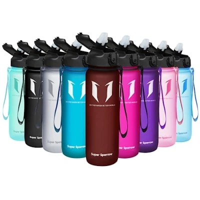 Abbildung von Super Sparrow Trinkflasche mit Strohhalm Tritan Wasserflasche 1L BPA Frei Ideale Sportflasche Auslaufsichere Trinkflaschen für Kinder Leicht, Nachhaltig