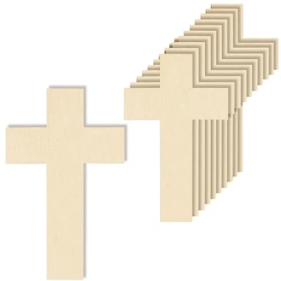 Abbildung von Creative Deco 10 x Dünne Kreuz Anhängers aus Sperr Holz 6 cm zum Basteln und Bemalen Perfekte Ausschnite für Bemalen, Dekorieren, Geschenk &amp; Decoupage Blanko