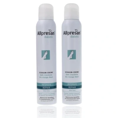 Abbildung von Allpresan diabetic INTENSIV + REPAIR ohne Urea Schaum Creme bei Diabetes mellitus für sehr trockene bis rissige Fußhaut 2x200 ml