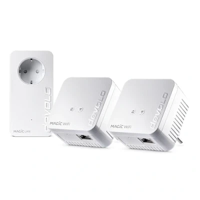 Abbildung von devolo Magic 1 WiFi mini Multiroom Kit, WLAN Powerline Adapter, bis zu 1.200 Mbit/s, Verstärker, 1x LAN Anschluss, dLAN 2.0, weiß