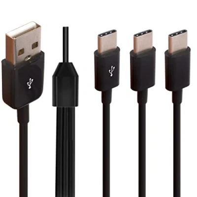 Abbildung von Multi USB C Splitter Cable, 3 in 1 2.0 A Male To Three Typec Sync Charging Cable Adapter Cord Compatible with Mobile/Android and More (30cm) (USB Type C)