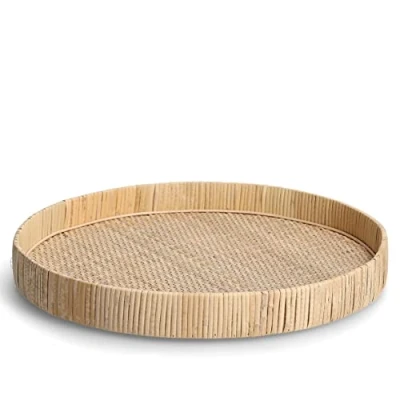 Abbildung von Zeller 25171 Dekotablett Nature, Rattan, ca. Ø 40 x 5 cm, Serviertablett, Dekoration, Naturprodukt