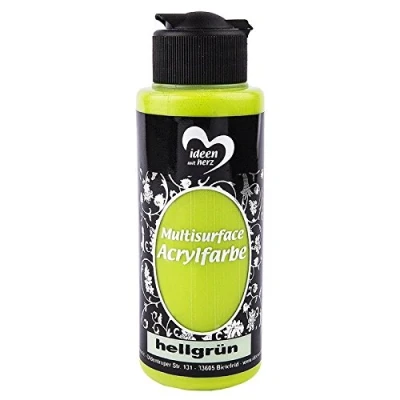 Abbildung von Ideen mit Herz Acrylfarbe Multisurface Allzweckfarbe zum Bemalen von Holz, Polyester, Keramik, Porzellan, Terracotta, Styropor, Stoff, Leder Universalfarbe auf Wasserbasis 120ml (hellgrün)