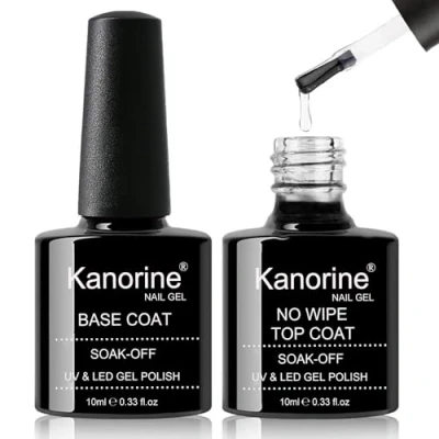 Abbildung von KANORINE ™ Base Coat Top UV LED Gel Nagellack Gellack Unterlack &amp; Überlack Set Nägel Maniküre Kit 2x10ml