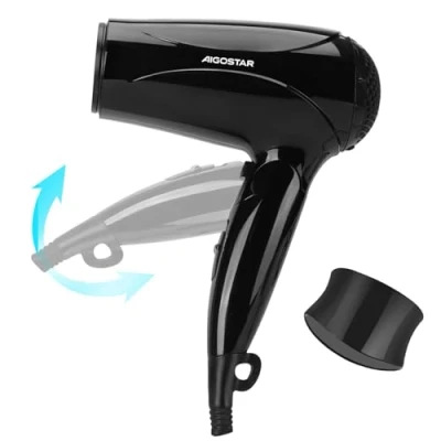 Abbildung von Aigostar Haartrockner 2400W,Ionen Reisefön Klappbar,Föhn Klein,2 Geschwindigkeit /3 Temperatureinstellungen/Kühle Taste,Schwarz Lena