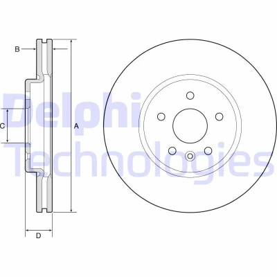 Abbildung von DELPHI BG4783C Bremsscheibe 300 26 5 Belüftet beschichtet unbehandelt ohne Radlager, ABS Sensorring OPEL: Astra K Sports Tourer