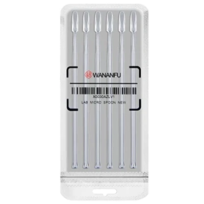 Abbildung von WANANFU Lab Spatel (6 Einheiten) Micro Löffel/Scoop mit Pulver Tamper, passt für leere Kapseln Größe 000, 00, 0, 1, 2, 3, 4, 5, BPA frei, Wiederverwendbare, Alternative zu Kapselfüller