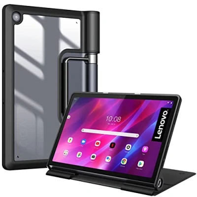 Abbildung von Fintie Hybrid Hülle für Lenovo Yoga Tab 11 Stoßfeste Abdeckung mit Transparent Klar Hartschalen Rückseite Schutzhülle 27,94 cm Zoll 2021 Tablet PC, Schwarz