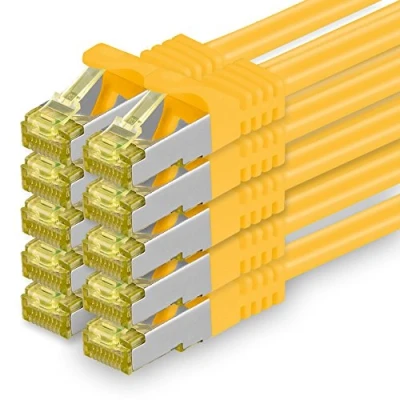 Abbildung von Cat.7 Netzwerkkabel 1m Gelb 10 Stück Cat7 Ethernetkabel Netzwerk LAN Kabel Rohkabel Gb s SFTP PIMF LSZH Set Patchkabel mit Rj 45 Stecker Cat.6a