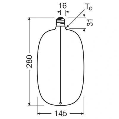 Abbildung von OSRAM Vintage 1906 Big Elipse Oval ist eine dimmbare LED Lampe mit Filament in Ellipsenform. Sie bietet 4.8 W für 200 lm, E27 Fassung, Tea Brown Glas, 145 mm Durchmesser, CRI 80, 1800 K.