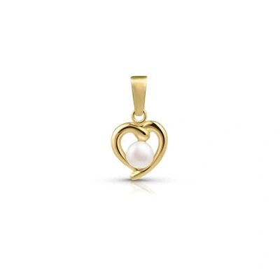 Abbildung von Amberta Allure Damen Anhänger aus 9k Gold: Gold Offenes Goldherz mit Perle