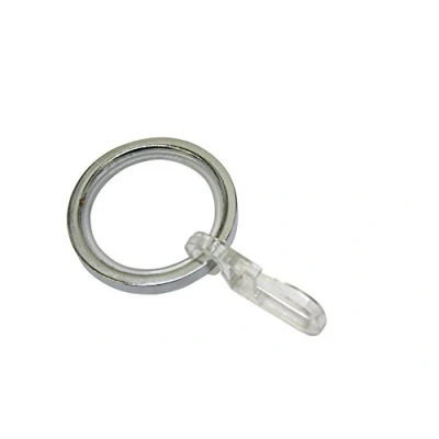 Abbildung von GARDINIA Gardinenringe für Gardinenstangen Mit Ø 20 mm, Gleiteinlage und Gardinenhaken, 10 Stück, Serie Chicago, Breite 4 Metall, Chrom