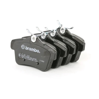 Abbildung von BREMBO P 61 114 Bremsbelagsatz exkl. Verschleißwarnkontakt mit Anti Quietsch Blech, Bremssattelschrauben ohne Zubehör PEUGEOT: 3008 I, 5008 I