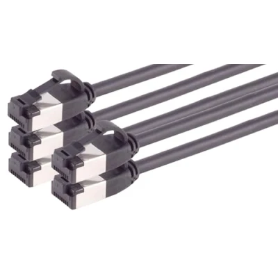 Abbildung von 1aTTack.de 1m Cat 8.1 Lan Kabel Netzwerkkabel (5 Stück) 8 Ethernet mit RJ45 Stecker Slim und dünn 40 Gbps Übertragungsrate Schwarz 1.0 Meter
