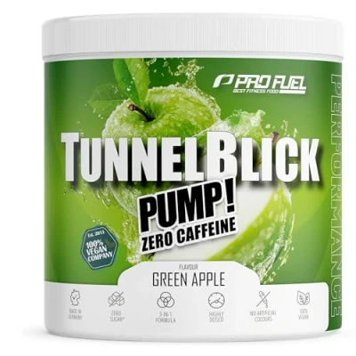 Abbildung von Pump Booster ohne Koffein GREEN APPLE 440g innovative Formel aus Aminosäuren und Pflanzenextrakten hochdosierter Pre Workout koffeinfrei Made in Germany 100% vegan