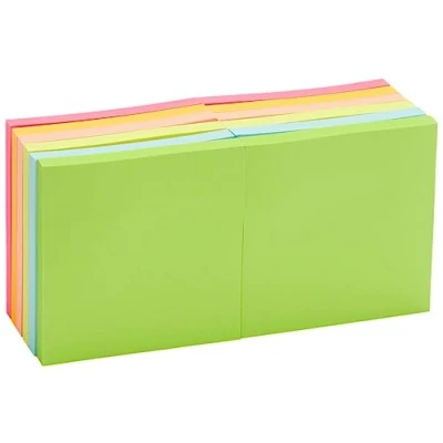Abbildung von Amazon Basics Quadratisch Mini Haftnotizen, 7,6 x cm, Gemischt Farben, 12 Stück, Bunt