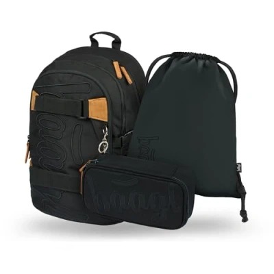 Abbildung von Baagl 3 Set Ergonomische Skate Darkness Schulranzen für Kinder, Größe: One Size, Schwarz
