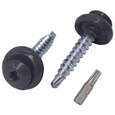 Abbildung von (30 Stück) Metall Dachdeckschrauben Torx 4,8x35 mm Lackierte selbstbohrende Schrauben mit EPDM Unterlegscheiben, Blechschraube (30, Graphitgrau RAL 7024)