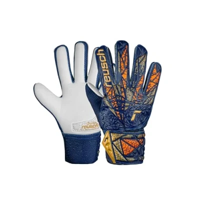 Abbildung von Reusch Attrakt Starter Grip Torwarthandschuhe für Erwachsene mit Negative Cut und herausragendem Grip, 9, blau Gold