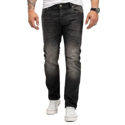 Abbildung von Lorenzo Loren Herren Jeans Regular Fit Stretch Männerhose Herrenjeans Denim Hosen Herrenhose Straight Cut Stonewashed LL 4005 Schwarz W34 L32