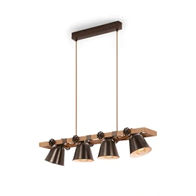 Abbildung von BRILONER Leuchten Pendelleuchte Holz, Rustikale Hängelampe, Schwenkbar, E27 max. 40 Watt, Retro Esszimmerlampe, Antik Grau 4406 044