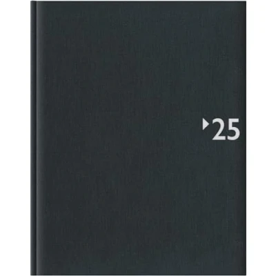 Abbildung von Zettler Wochenbuch 2025 anthrazit, 21x26,5cm, Taschenkalender mit 128 Seiten im wattiertem Einband, 1 Woche auf 2 Seiten, Klebebindung, Leinencharakter und internationales Kalendarium
