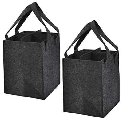 Abbildung von TIMESETL 2er Filz Flaschentasche für 4 Flaschen, Filztasche Flaschenträger Flaschenkorb mit Seperate Trennwand Weinträger Bierträger perfekt Piknik Reise Party