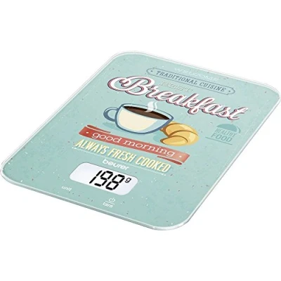 Abbildung von Beurer 704.03 KS 19 Breakfast, digitale Küchenwaage (mit Tara Zuwiegefunktion, Sensortastenbedienung, 5 kg Tragkraft)