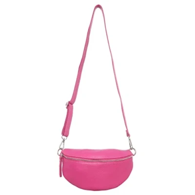 Abbildung von Zwillingsherz Bauchtasche mit Reißverschluss 100% Echtleder Hochwertige Damen Crossbag klein und elegant Schultertasche
