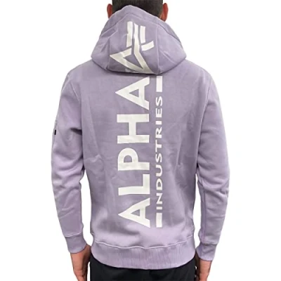 Abbildung von Alpha Industries BACK Hoody Kapuzenpullover, Herren, Größe: 3XL, Pale violet