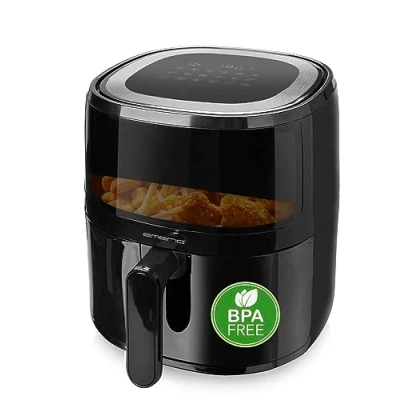 Abbildung von Emerio AF 129329.3 AirFryer, digitale Heißluftfritteuse mit Sichtfenster, 5 l Volumen, 1500 W, Schwarz