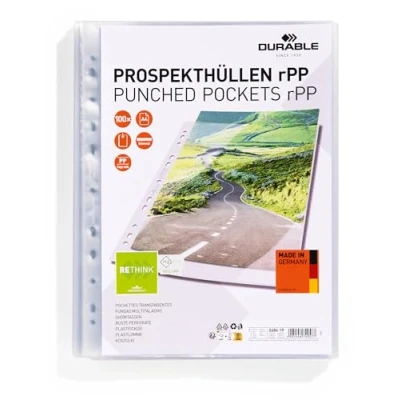Abbildung von Durable Prospekthüllen A4 in Premiumqualität, aus recyceltem PP, 100 Stück, oben offen, 268419
