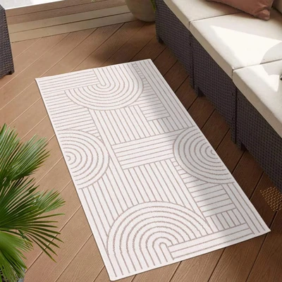 Abbildung von Carpet City Outdoorteppich »DUO RUG 5842«, rechteckig, 5 mm Höhe, Wendeteppich Wetterfest In &amp; Outdoor, Balkon, Terrasse, Wohnzimmer