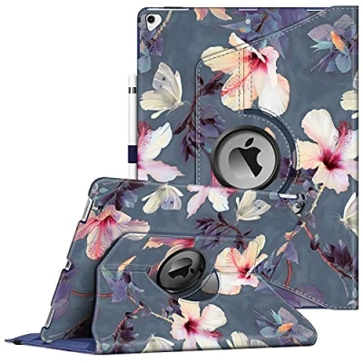 Abbildung von Fintie Hülle für iPad Pro 12.9 (2. Generation 2017/1. 2015), 360 Grad verstellbare Schutzhülle Stand Cover Tasche mit Auto Schlaf/Wach Funktion, Blühender Hibiskus