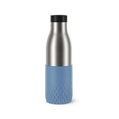 Abbildung von Emsa N31107 Bludrop Sleeve Trinkflasche 100 % dicht Quick Press Verschluss Ergonomischer 360 Trinkgenuss 12h warm, 24h kühl spülmaschinenfest Edelstahl Aqua Blau 0,5 Liter