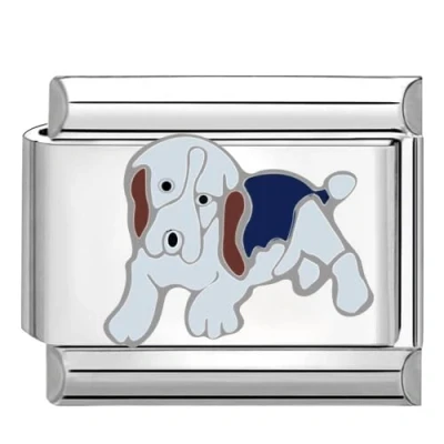 Abbildung von Quiges 9mm Italian Style Charm Modul Edelstahl Beagle Hund für Italienische Armbänder